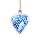 BLUE CHEVRON - Mini Mango Wood Heart