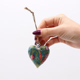 FLORAL BIRD - Small Mango Wood Heart
