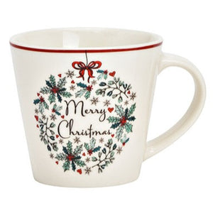 MERRY CHRISTMAS Wreath Mug (2 assorted)