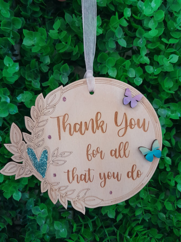 THANK YOU FOR ALL THAT YOU DO....Floral Wreath Sign