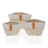 VINTAGE FLORAL Baskets - Set of 3  (ORANGE)