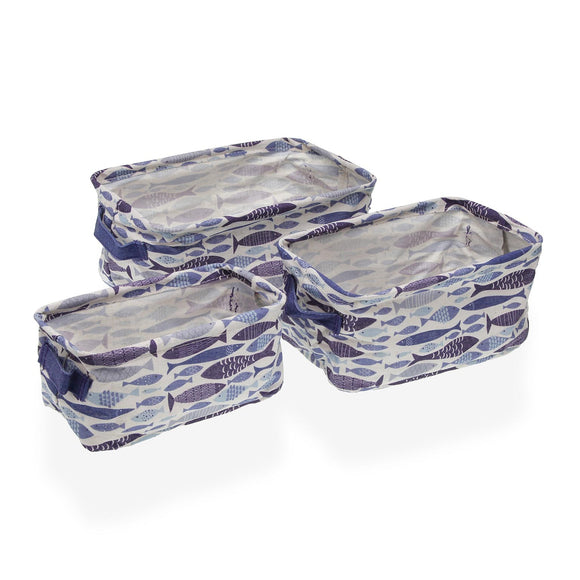 BLUE FISH Baskets - Set of 3 (Rectangular)