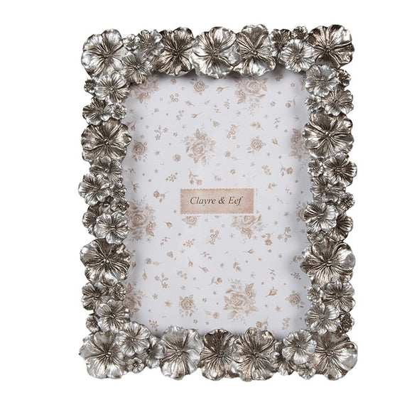 Silver Floral Photo Frame