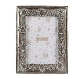 Silver Floral Photo Frame