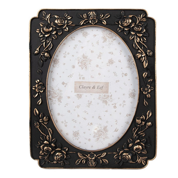 Black Vintage Floral Photo Frame