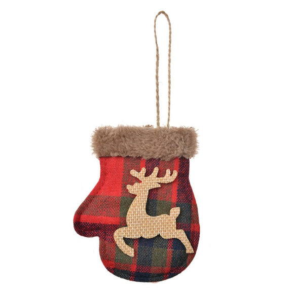 Rustic Gingham Ornament -- DEER