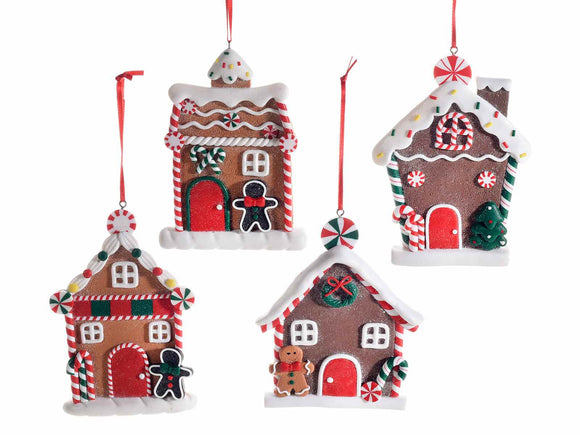 GINGERBREAD HOUSE - Hanging Ornament (Red & Green)