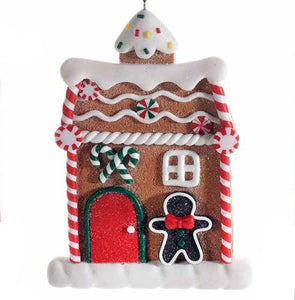 GINGERBREAD HOUSE - Hanging Ornament (Red & Green)