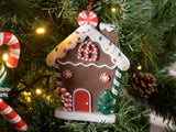 GINGERBREAD HOUSE - Hanging Ornament (Red & Green)