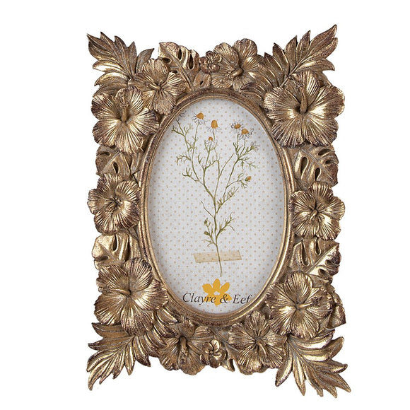 Leafy Hibiscus - Photo Frame (gold)