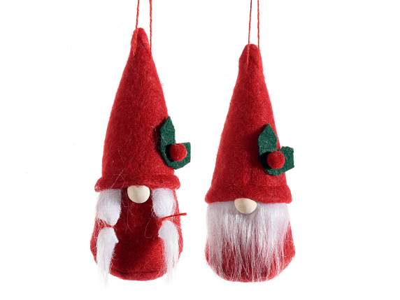 HOLLY BERRY GNOME - Hanging Ornament