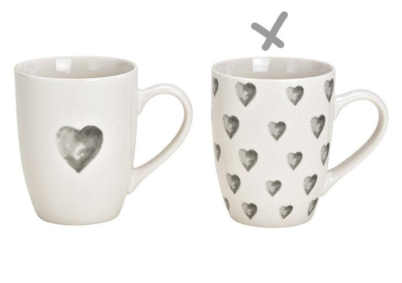 Watercolour HEART Mug  - 2 assorted