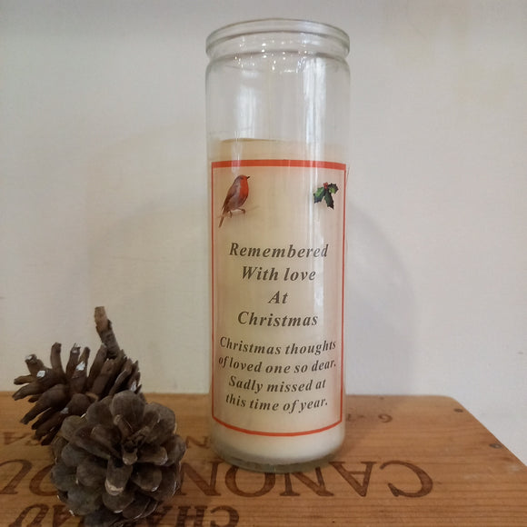 Remembered With Love at Christmas Memorial Candle