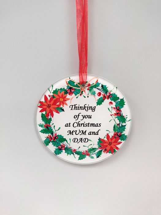 MUM & DAD Glass Ornament