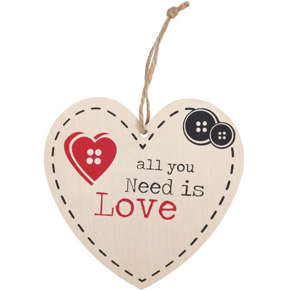 All You Need Is Love Heart Plaque