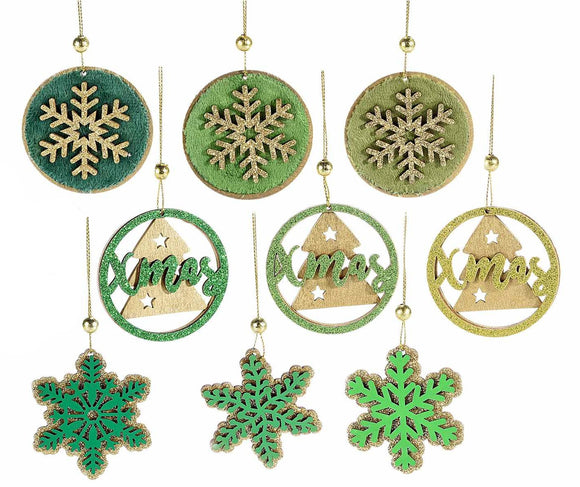 Glitter Hanging Decorations  - 9 Assorted