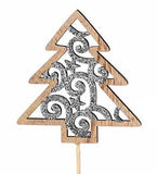 GLITTERED TREE Stakes - 4 Assorted