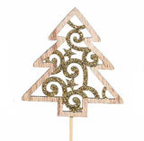 GLITTERED TREE Stakes - 4 Assorted