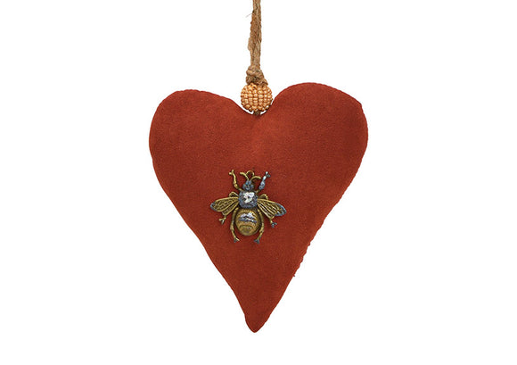 Bordeaux Bee Heart Ornament - 14cm