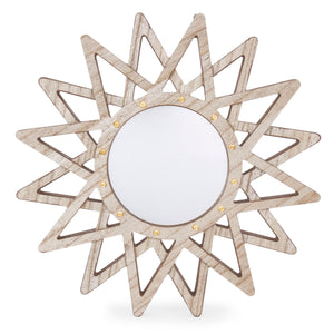 Wooden Sun Mirror + Light